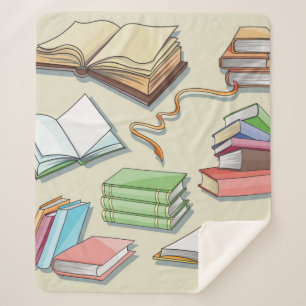 Book pattern sherpa blanket