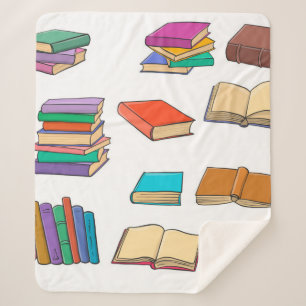 Book pattern sherpa blanket
