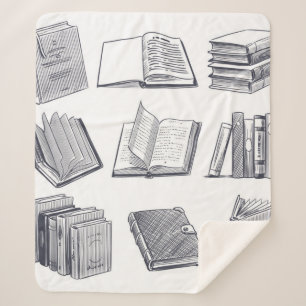 Book pattern sherpa blanket