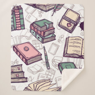 Book pattern sherpa blanket