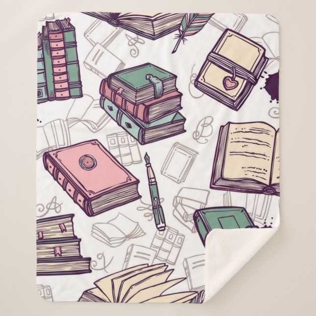 Book pattern sherpa blanket (Front)