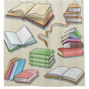 Book pattern shower curtain