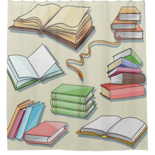 Book pattern shower curtain (Front)