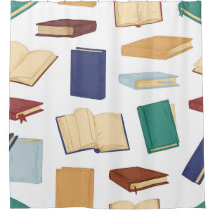 Book pattern shower curtain