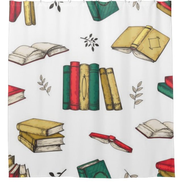 Book pattern shower curtain (Front)