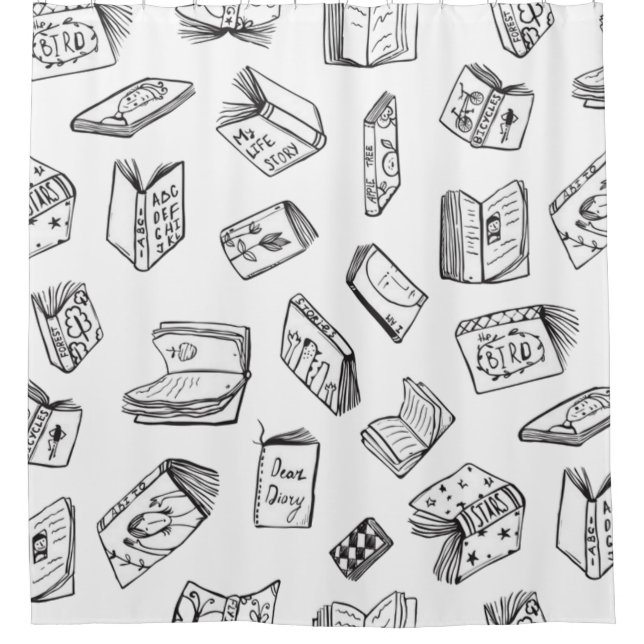 Book pattern shower curtain (Front)