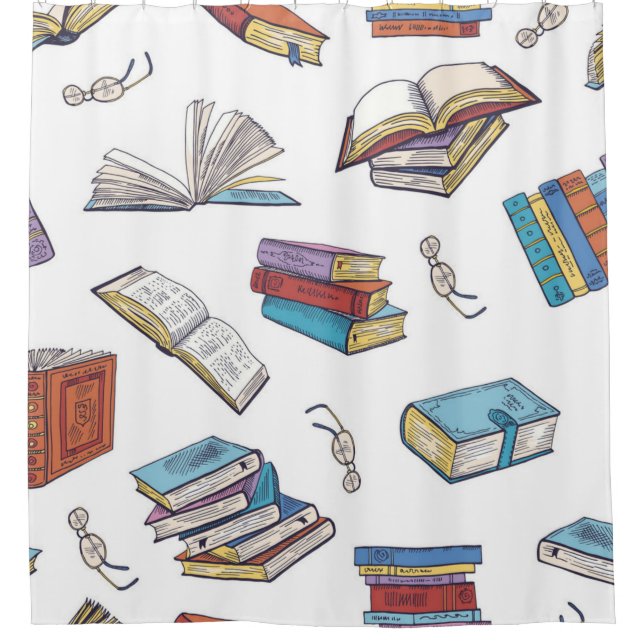 Book pattern shower curtain (Front)