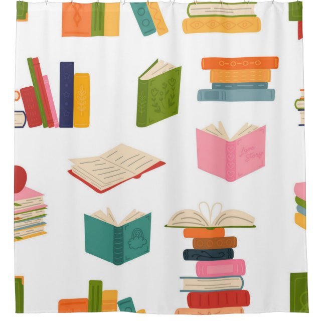 Book pattern shower curtain (Front)