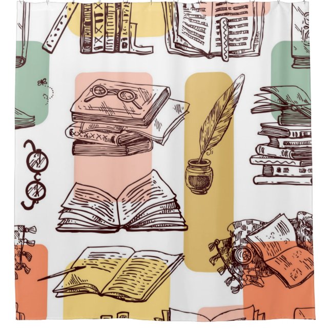 Book pattern shower curtain (Front)