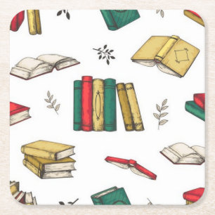 Book pattern square paper coaster