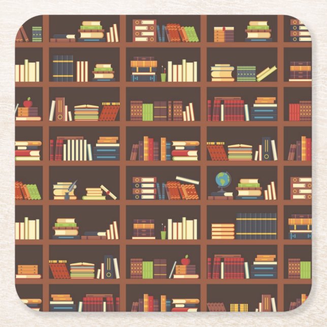 Book pattern square paper coaster (Front)