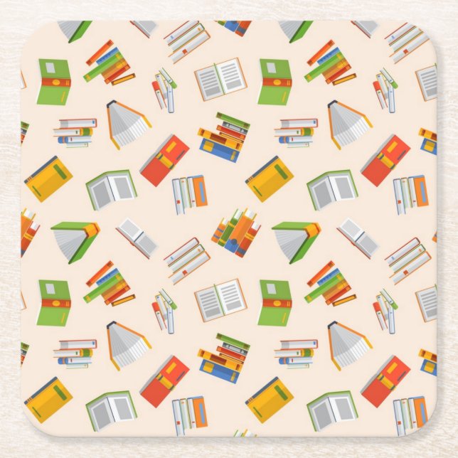 Book pattern square paper coaster (Front)