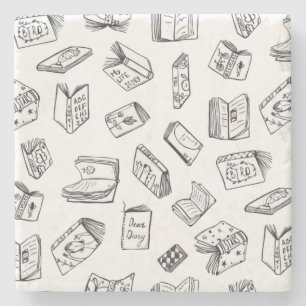 Book pattern stone coaster