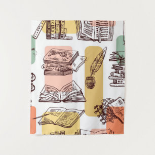 Book pattern tapestry