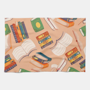 Book pattern tea towel