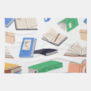 Book pattern tea towel