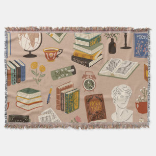 Book pattern throw blanket
