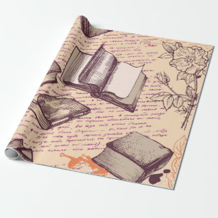 Book pattern wrapping paper