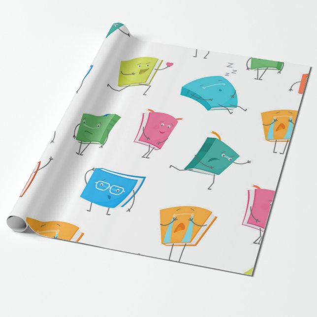 Book pattern wrapping paper (Unrolled)