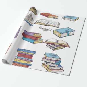 Book pattern wrapping paper