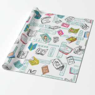 Book pattern wrapping paper