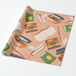 Book pattern wrapping paper