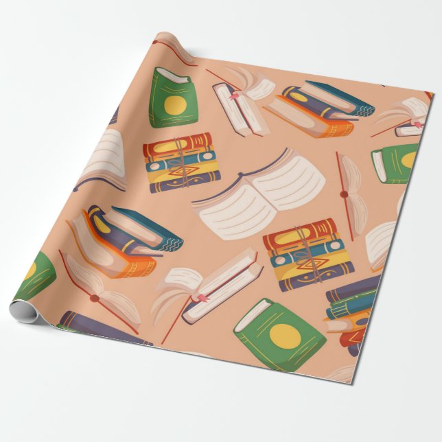 Book pattern wrapping paper (Unrolled)