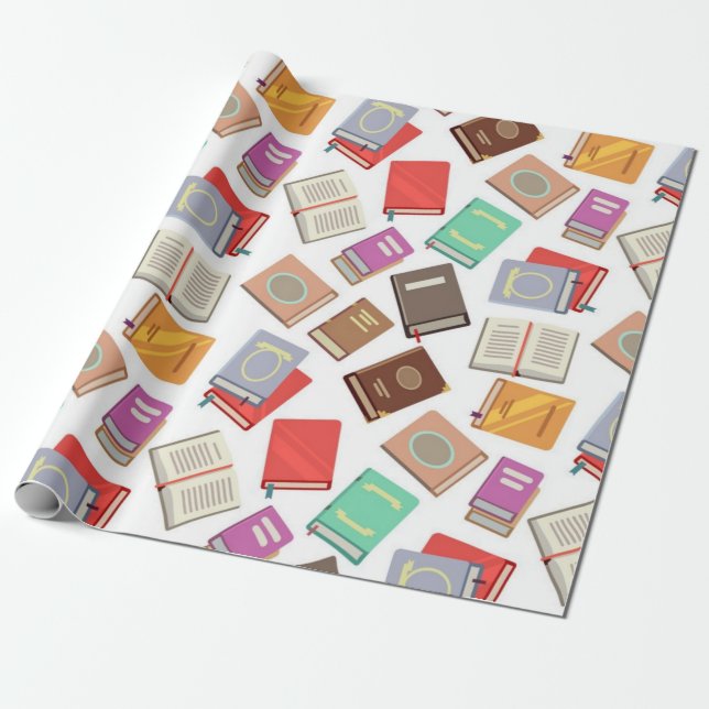 Book pattern wrapping paper (Unrolled)