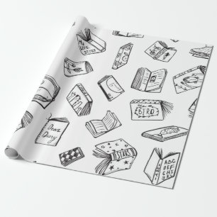 Book pattern wrapping paper