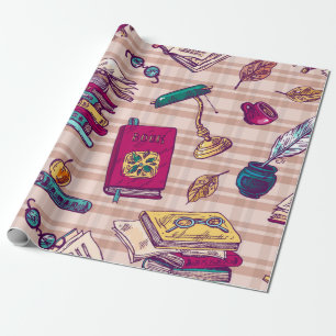 Book pattern wrapping paper
