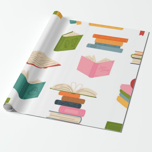 Book pattern wrapping paper (Unrolled)