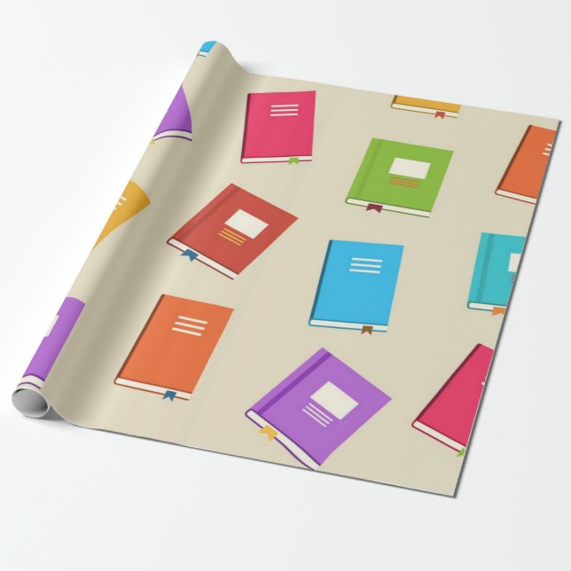 Book pattern wrapping paper (Unrolled)
