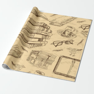 Book pattern wrapping paper
