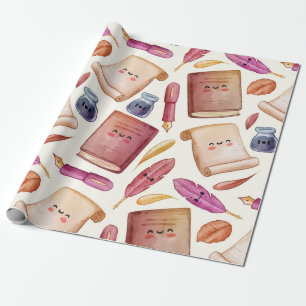 Book pattern wrapping paper