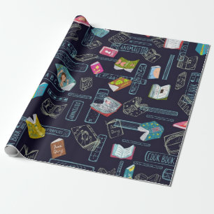 Book pattern wrapping paper