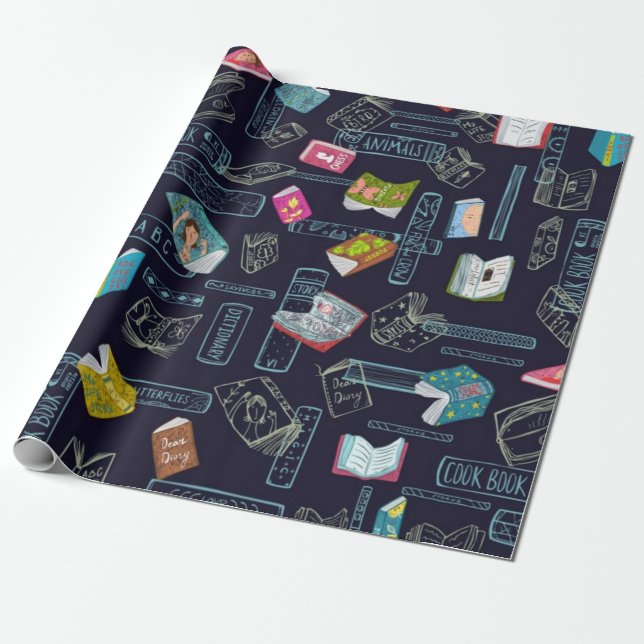 Book pattern wrapping paper (Unrolled)