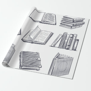 Book pattern wrapping paper