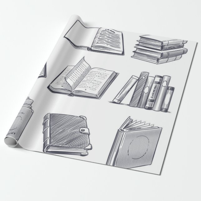 Book pattern wrapping paper (Unrolled)