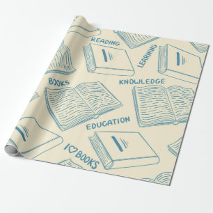 Book pattern wrapping paper
