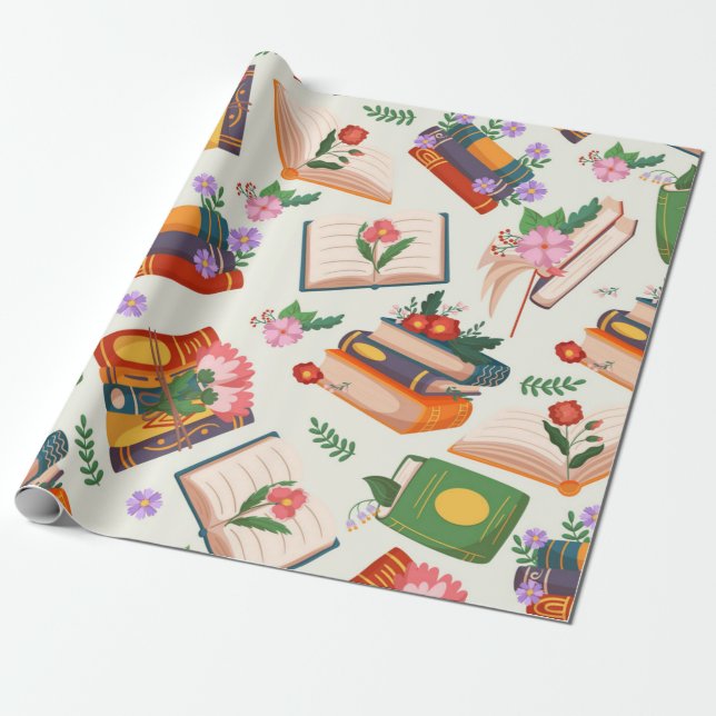 Book pattern wrapping paper (Unrolled)