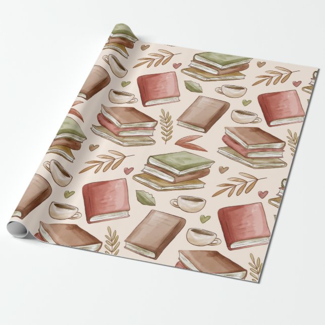 Book pattern wrapping paper (Unrolled)