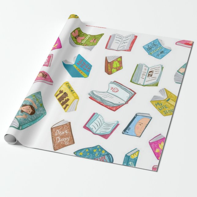 Book pattern wrapping paper (Unrolled)