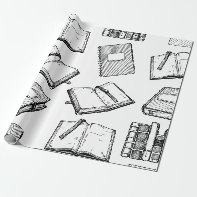 Book pattern wrapping paper (Unrolled)