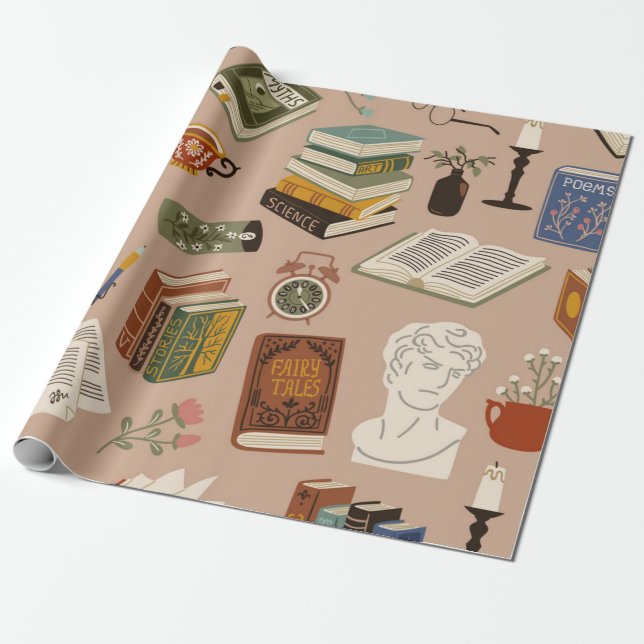 Book pattern wrapping paper (Unrolled)