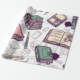 Book pattern wrapping paper