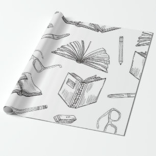 Book pattern wrapping paper