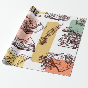 Book pattern wrapping paper
