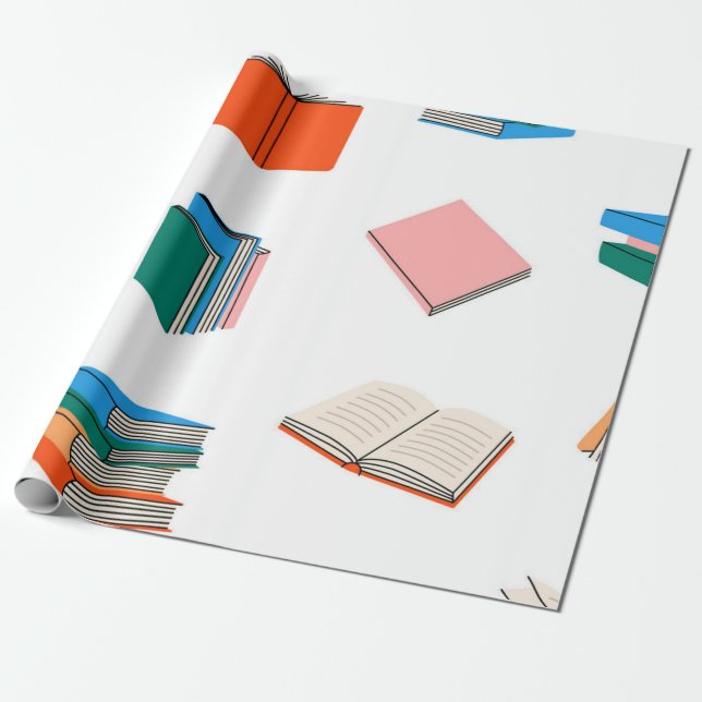 Book pattern wrapping paper (Unrolled)