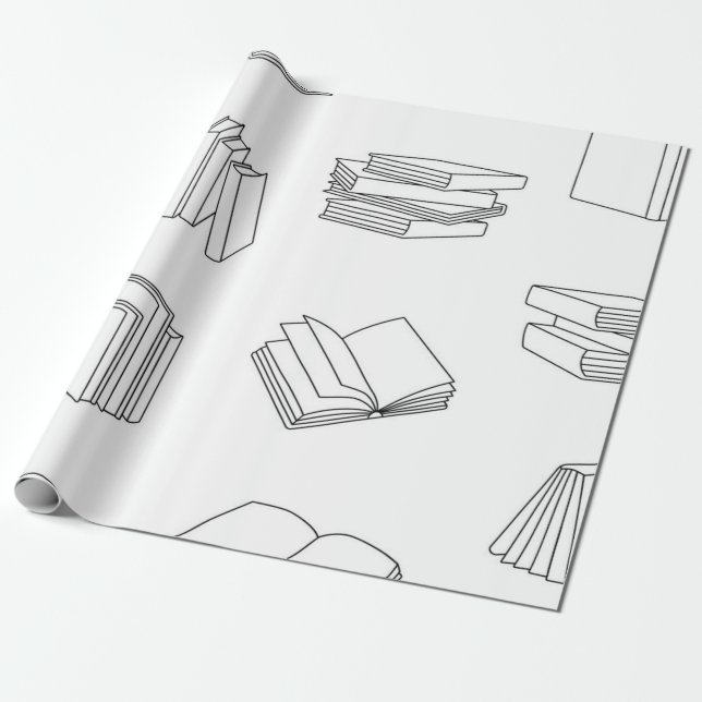 Book pattern wrapping paper (Unrolled)