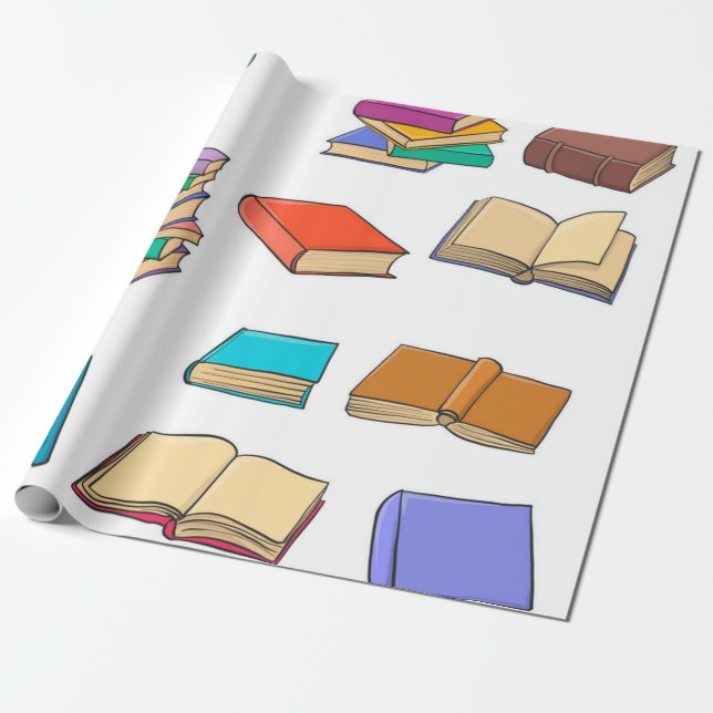 Book pattern wrapping paper (Unrolled)